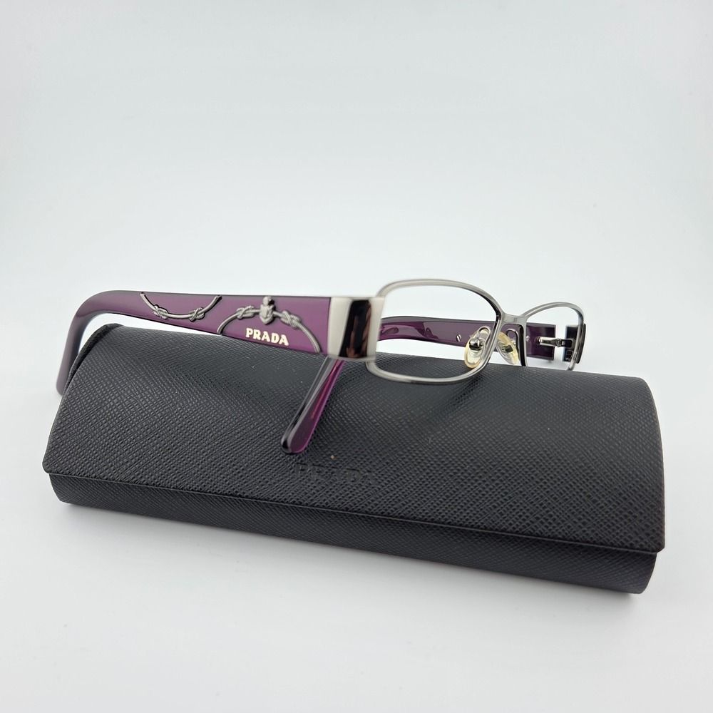 Prada VPR 58L Eyeglasses - FRAME ONLY - 5AV-1O1 Gunmetal Plum Italy 51-14-135 - Picture 2 of 16